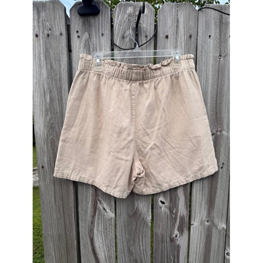 Vintage Lee Shorts Women Large Tan Paperbag Waist High Rise Utility Khaki Cotton